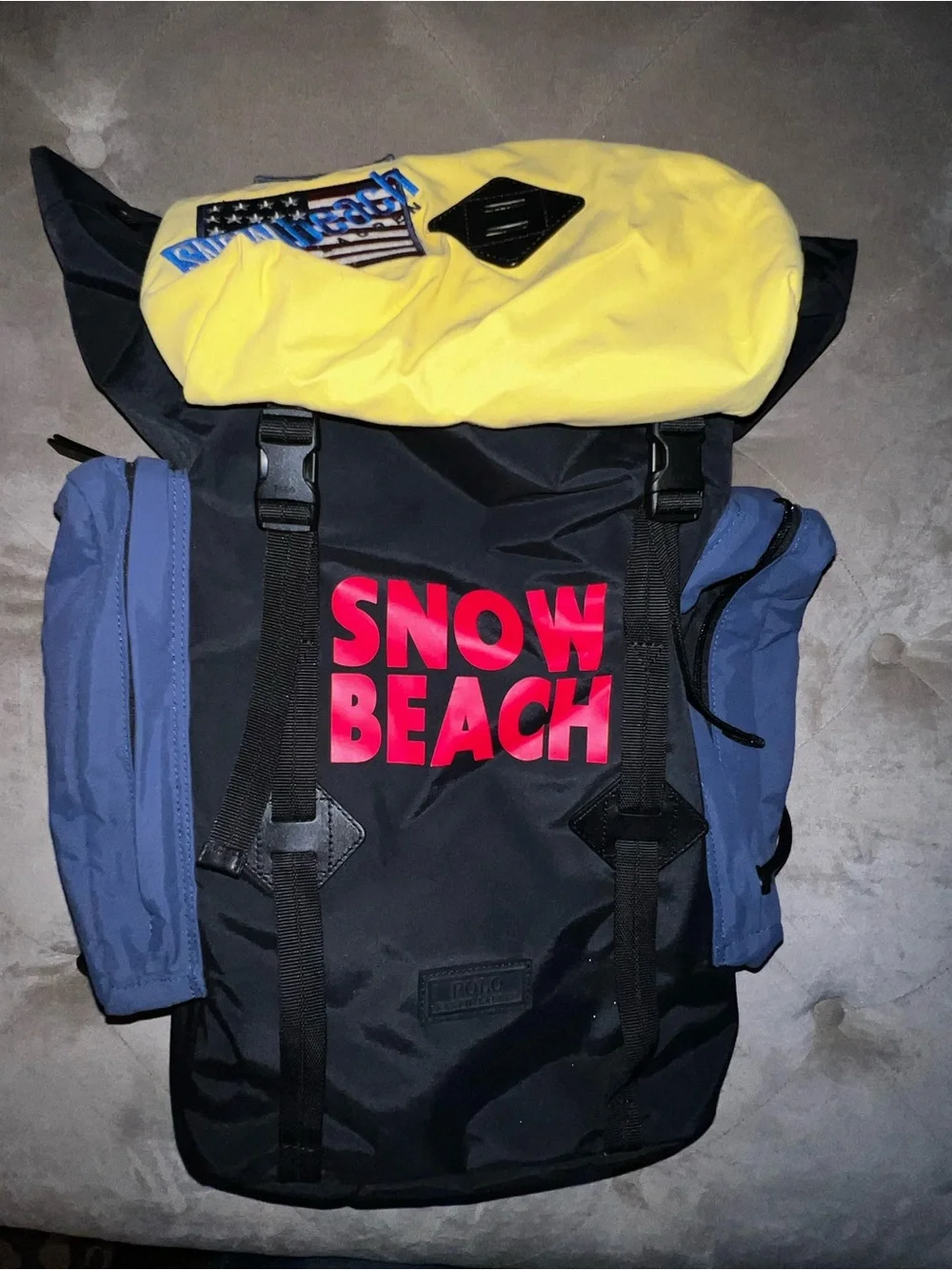 Polo by Ralph Lauren Black, Yellow & Navy 'Snow Beach' Backpack